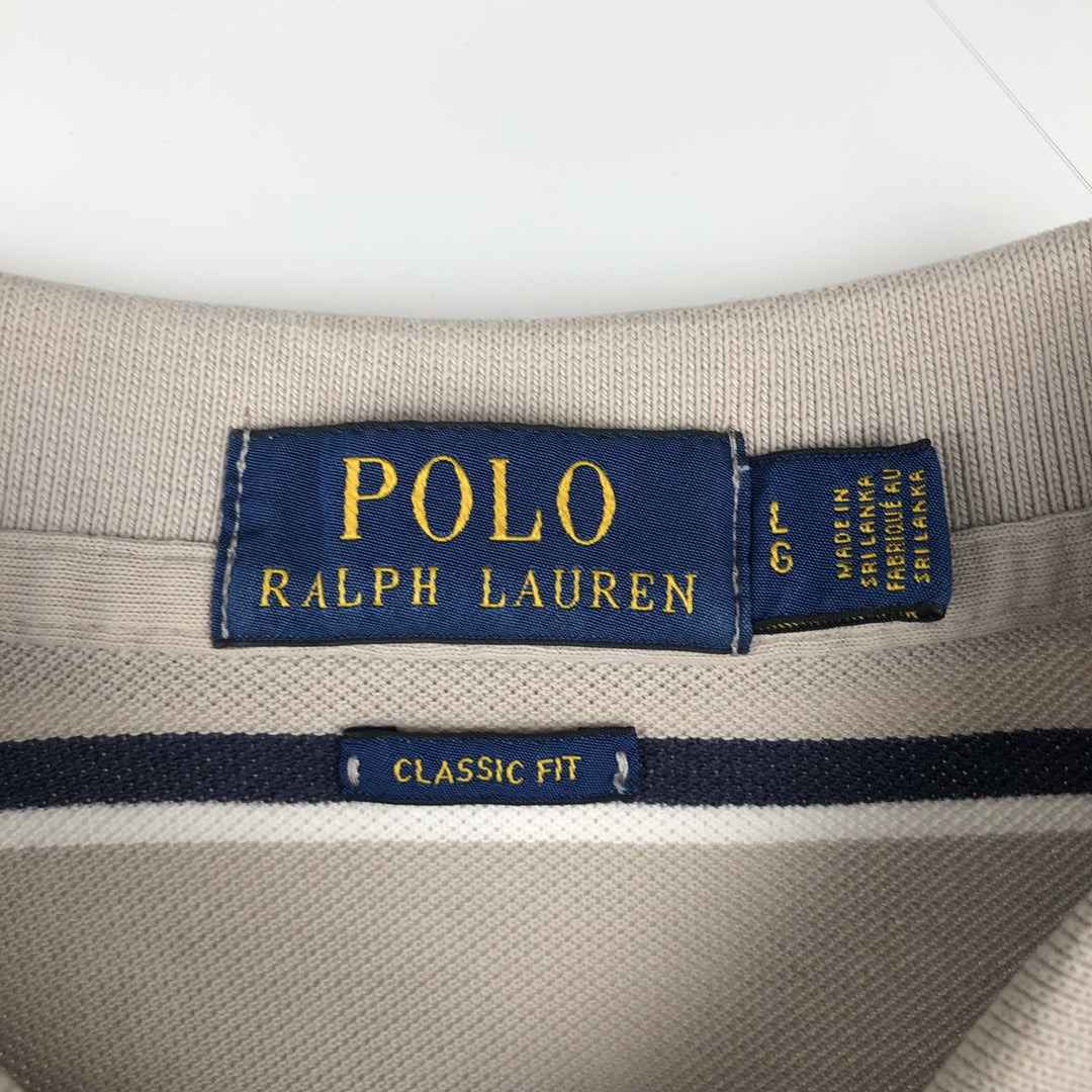 Ralph Lauren POLO RALPH LAUREN CLASSIC FIT Multi-stripe Short-Sleeve Polo Shirt, Men's Size L (approx.) cotton Beige type Vintage Second Hand