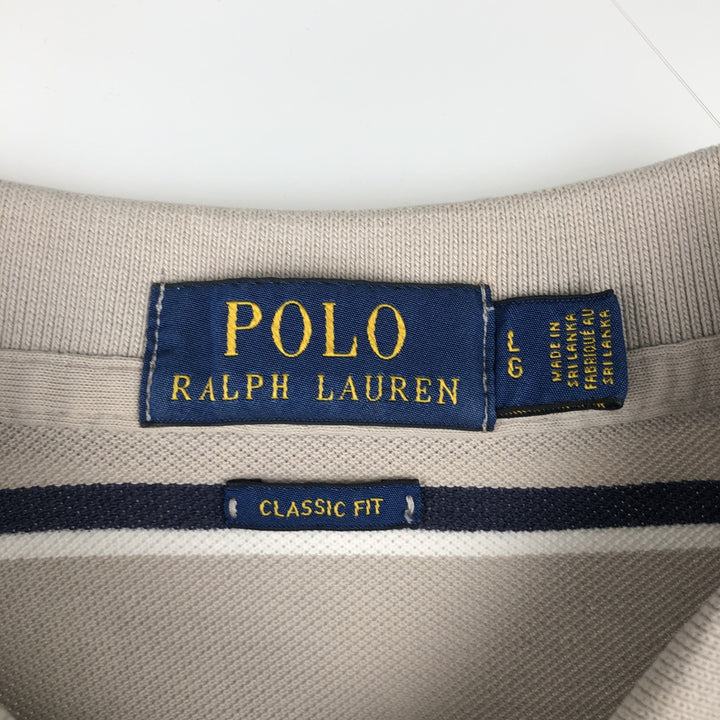 Ralph Lauren POLO RALPH LAUREN CLASSIC FIT Multi-stripe Short-Sleeve Polo Shirt, Men's Size L (approx.) cotton Beige type Vintage Second Hand