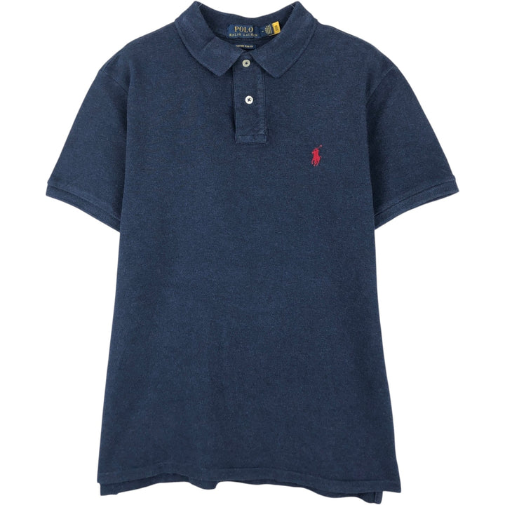 Ralph Lauren POLO RALPH LAUREN CUSTOM SLIM FIT short sleeve polo shirt men's size M unclear navy blue type Vintage Second Hand
