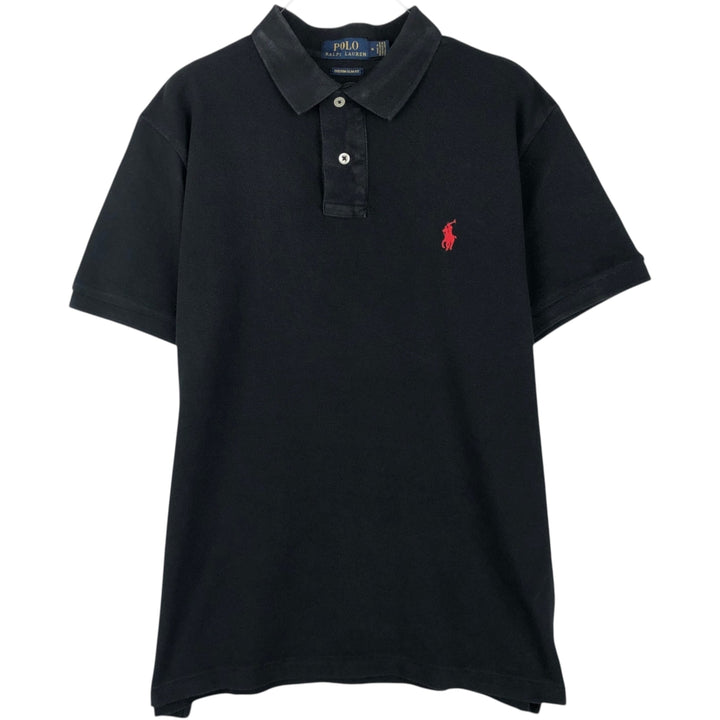 Ralph Lauren POLO RALPH LAUREN CUSTOM SLIM FIT short sleeve polo shirt men's size M cotton black type Vintage Second Hand
