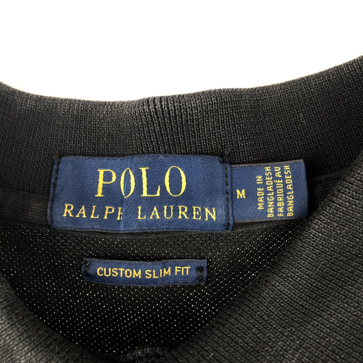 Ralph Lauren POLO RALPH LAUREN CUSTOM SLIM FIT short sleeve polo shirt men's size M cotton black type Vintage Second Hand