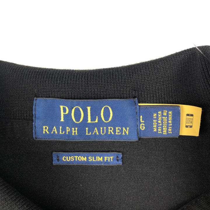 Ralph Lauren POLO RALPH LAUREN CUSTOM SLIM FIT short sleeve polo shirt, men's size L cotton black type Vintage Second Hand