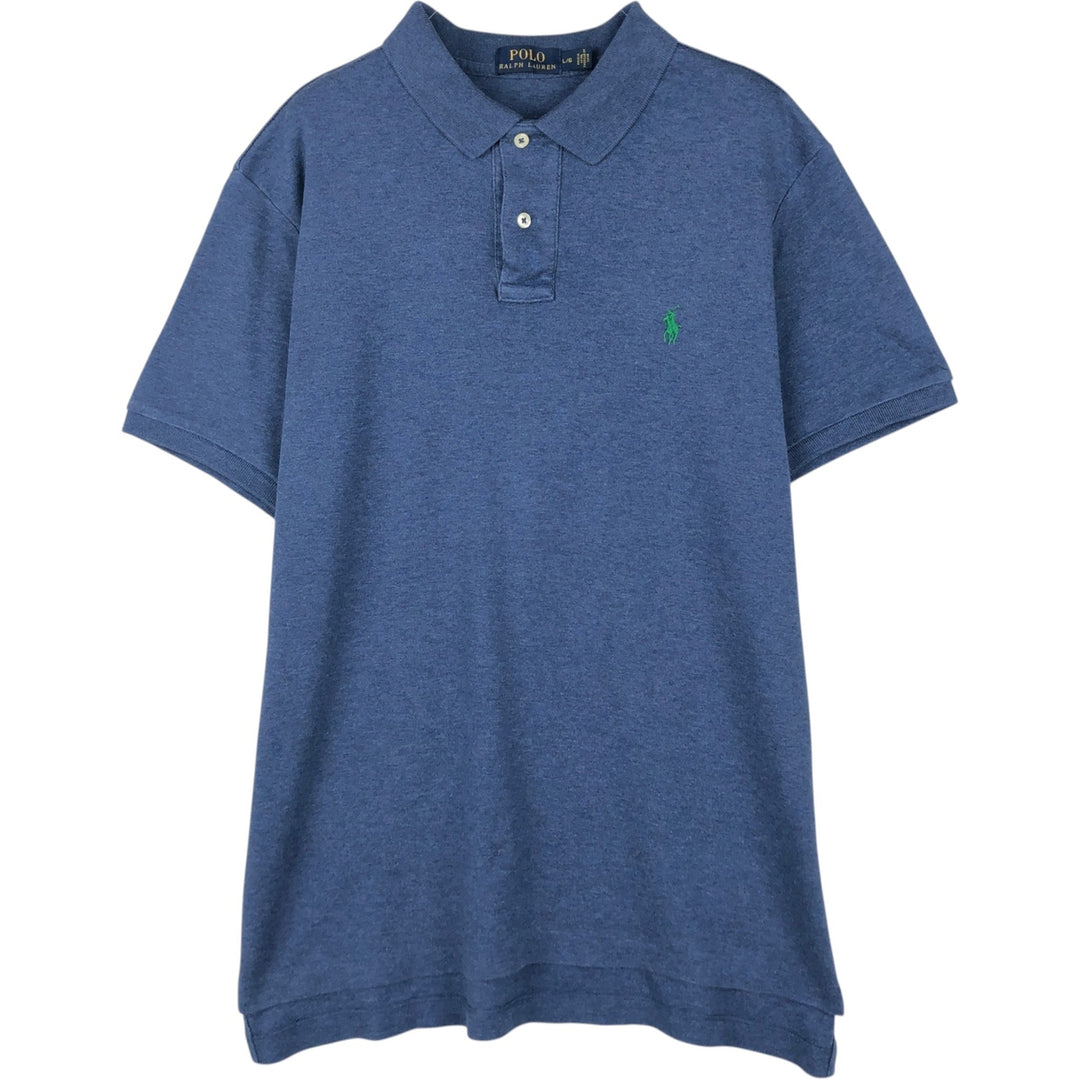 Ralph Lauren POLO RALPH LAUREN short sleeve polo shirt men's size L cotton Blue type light blue Vintage Second Hand