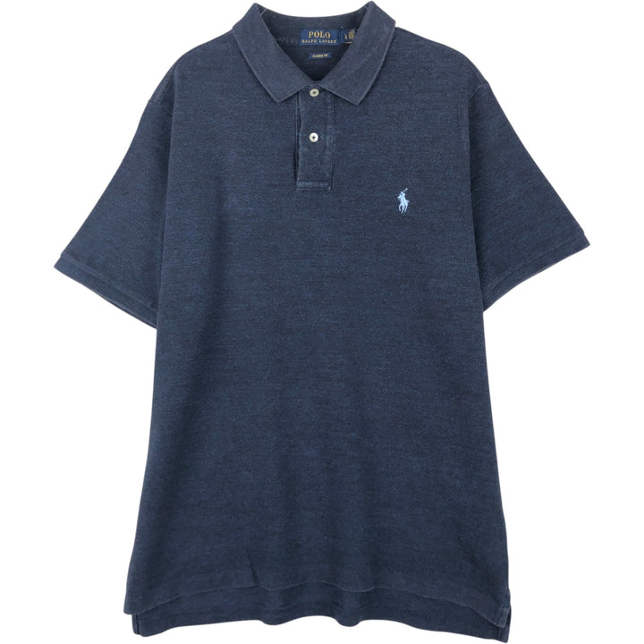 Ralph Lauren POLO RALPH LAUREN CLASSIC FIT short sleeve polo shirt for men size L cotton navy blue type Vintage Second Hand