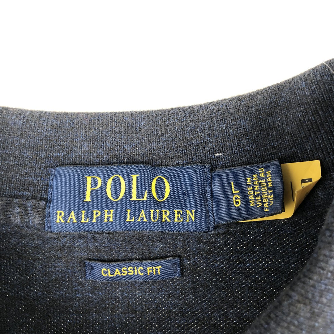 Ralph Lauren POLO RALPH LAUREN CLASSIC FIT short sleeve polo shirt for men size L cotton navy blue type Vintage Second Hand