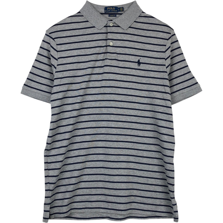 Ralph Lauren POLO RALPH LAUREN CLASSIC FIT short sleeve striped polo shirt men's M size cotton gray type Vintage Second Hand