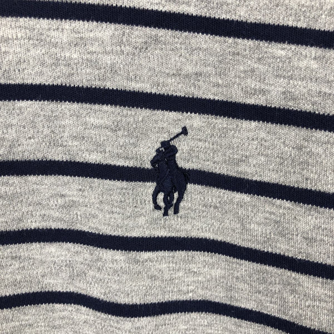 Ralph Lauren POLO RALPH LAUREN CLASSIC FIT short sleeve striped polo shirt men's M size cotton gray type Vintage Second Hand