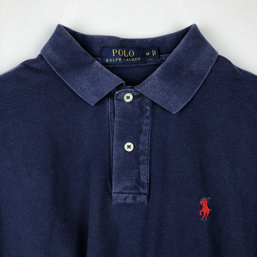 Ralph Lauren POLO RALPH LAUREN short sleeve polo shirt, men's size M cotton navy blue type Vintage Second Hand