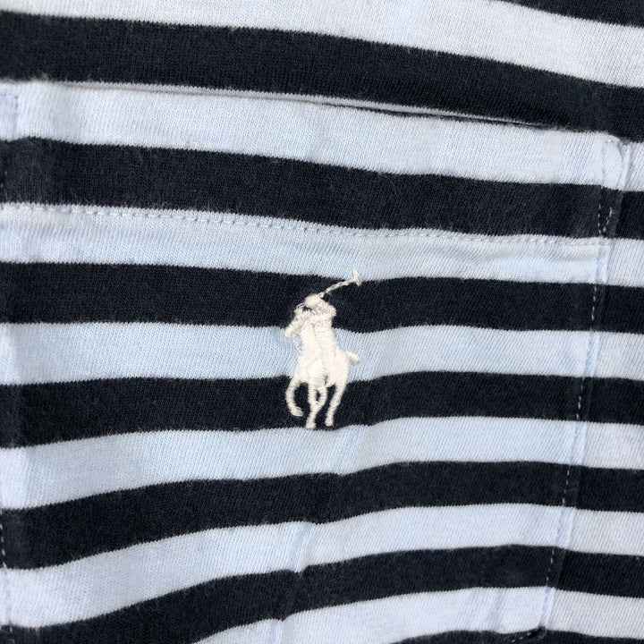 Ralph Lauren POLO RALPH LAUREN CLASSIC FIT short sleeve striped polo shirt men's M size cotton Blue type light blue Vintage Second Hand