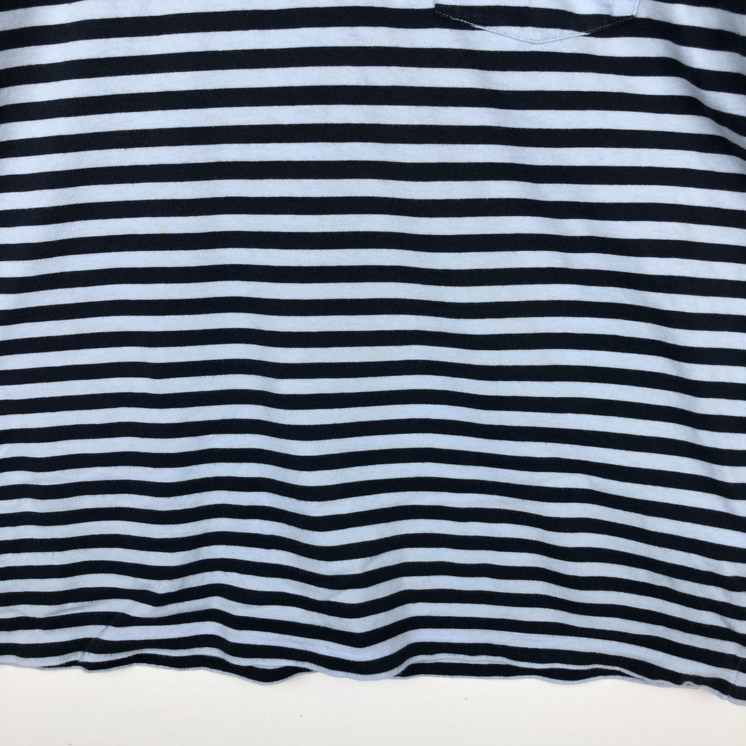 Ralph Lauren POLO RALPH LAUREN CLASSIC FIT short sleeve striped polo shirt men's M size cotton Blue type light blue Vintage Second Hand