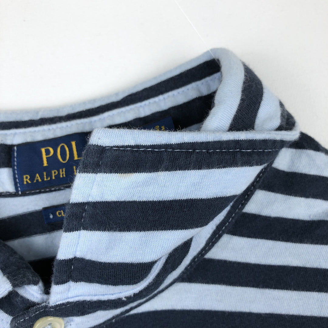 Ralph Lauren POLO RALPH LAUREN CLASSIC FIT short sleeve striped polo shirt men's M size cotton Blue type light blue Vintage Second Hand
