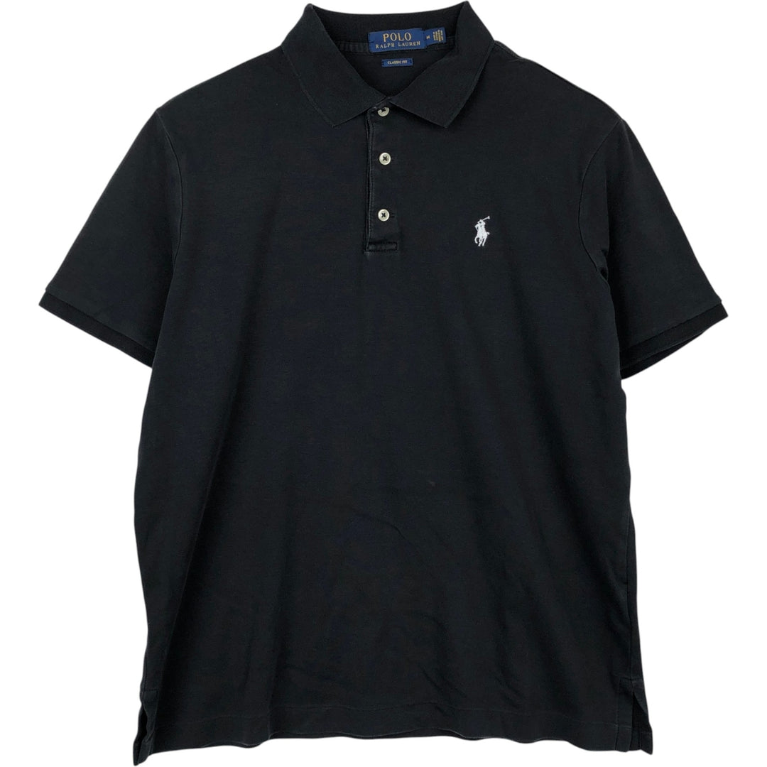 Ralph Lauren POLO RALPH LAUREN CLASSIC FIT short sleeve polo shirt, men's size M cotton black type Vintage Second Hand