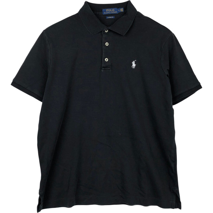 Ralph Lauren POLO RALPH LAUREN CLASSIC FIT short sleeve polo shirt, men's size M cotton black type Vintage Second Hand