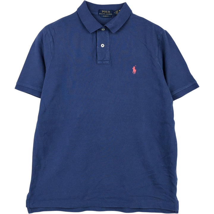 Ralph Lauren POLO RALPH LAUREN CLASSIC FIT short sleeve polo shirt, men's size M cotton navy blue type Vintage Second Hand