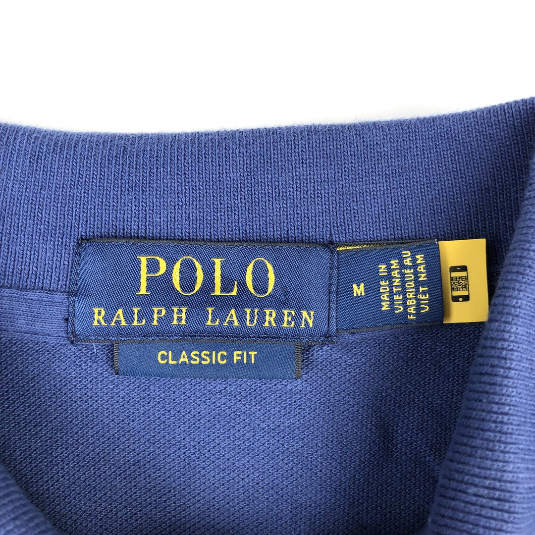 Ralph Lauren POLO RALPH LAUREN CLASSIC FIT short sleeve polo shirt, men's size M cotton navy blue type Vintage Second Hand