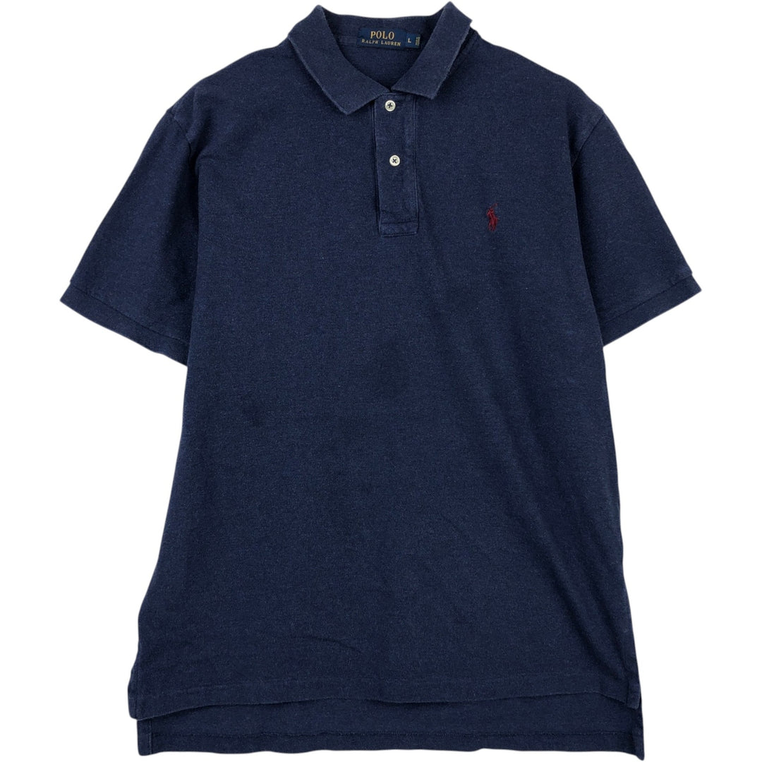 Ralph Lauren POLO RALPH LAUREN short sleeve polo shirt men's size L cotton navy blue type Vintage Second Hand
