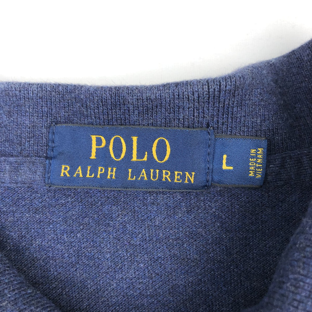 Ralph Lauren POLO RALPH LAUREN short sleeve polo shirt men's size L cotton navy blue type Vintage Second Hand