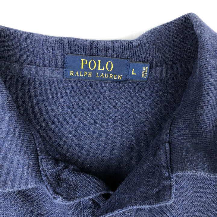 Ralph Lauren POLO RALPH LAUREN short sleeve polo shirt men's size L cotton navy blue type Vintage Second Hand