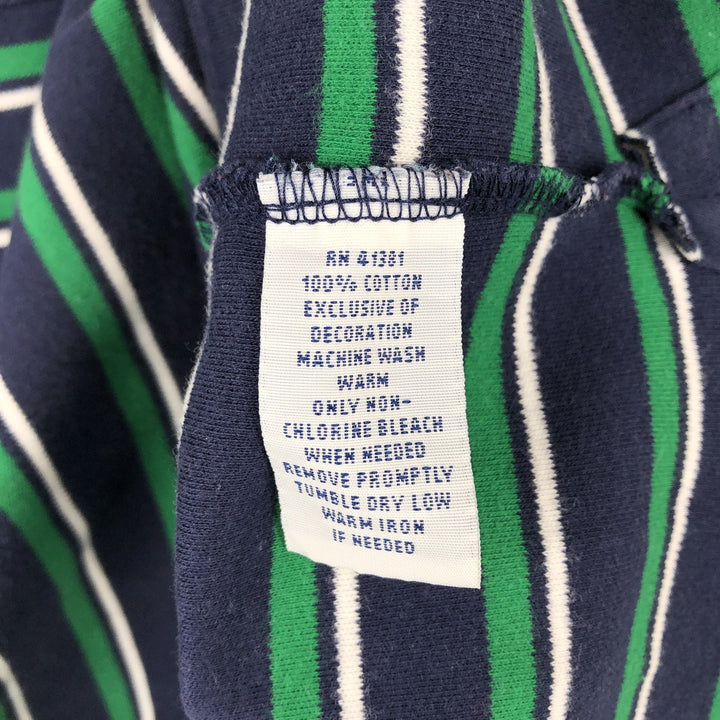 Ralph Lauren POLO RALPH LAUREN CUSTOM FIT Multi-Border Short Sleeve Polo Shirt, Men's Size M cotton navy blue type Vintage Second Hand
