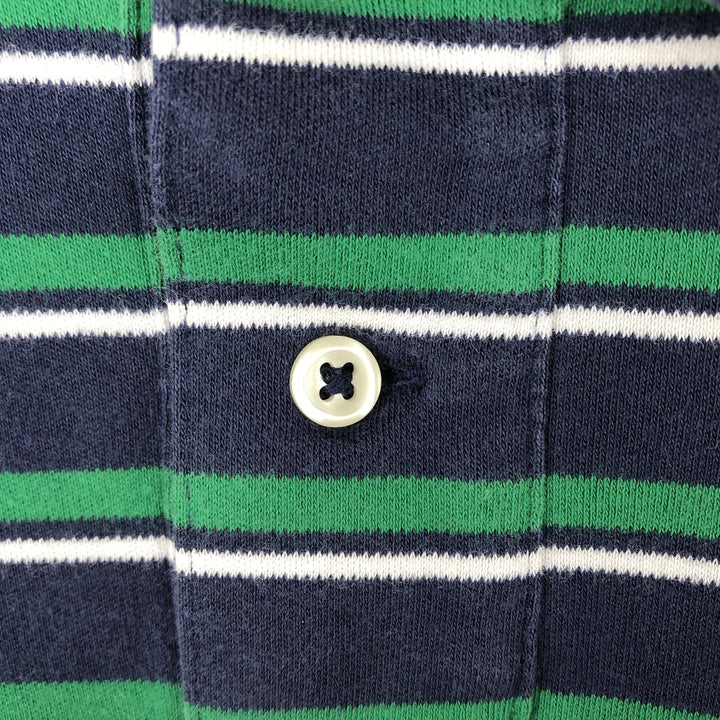 Ralph Lauren POLO RALPH LAUREN CUSTOM FIT Multi-Border Short Sleeve Polo Shirt, Men's Size M cotton navy blue type Vintage Second Hand