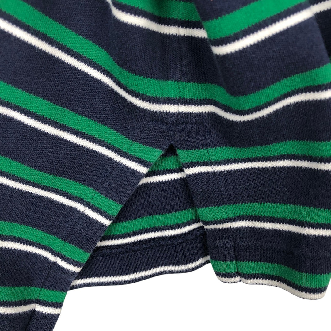 Ralph Lauren POLO RALPH LAUREN CUSTOM FIT Multi-Border Short Sleeve Polo Shirt, Men's Size M cotton navy blue type Vintage Second Hand