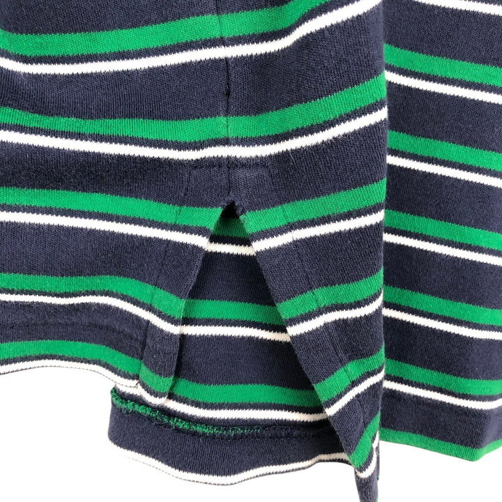 Ralph Lauren POLO RALPH LAUREN CUSTOM FIT Multi-Border Short Sleeve Polo Shirt, Men's Size M cotton navy blue type Vintage Second Hand