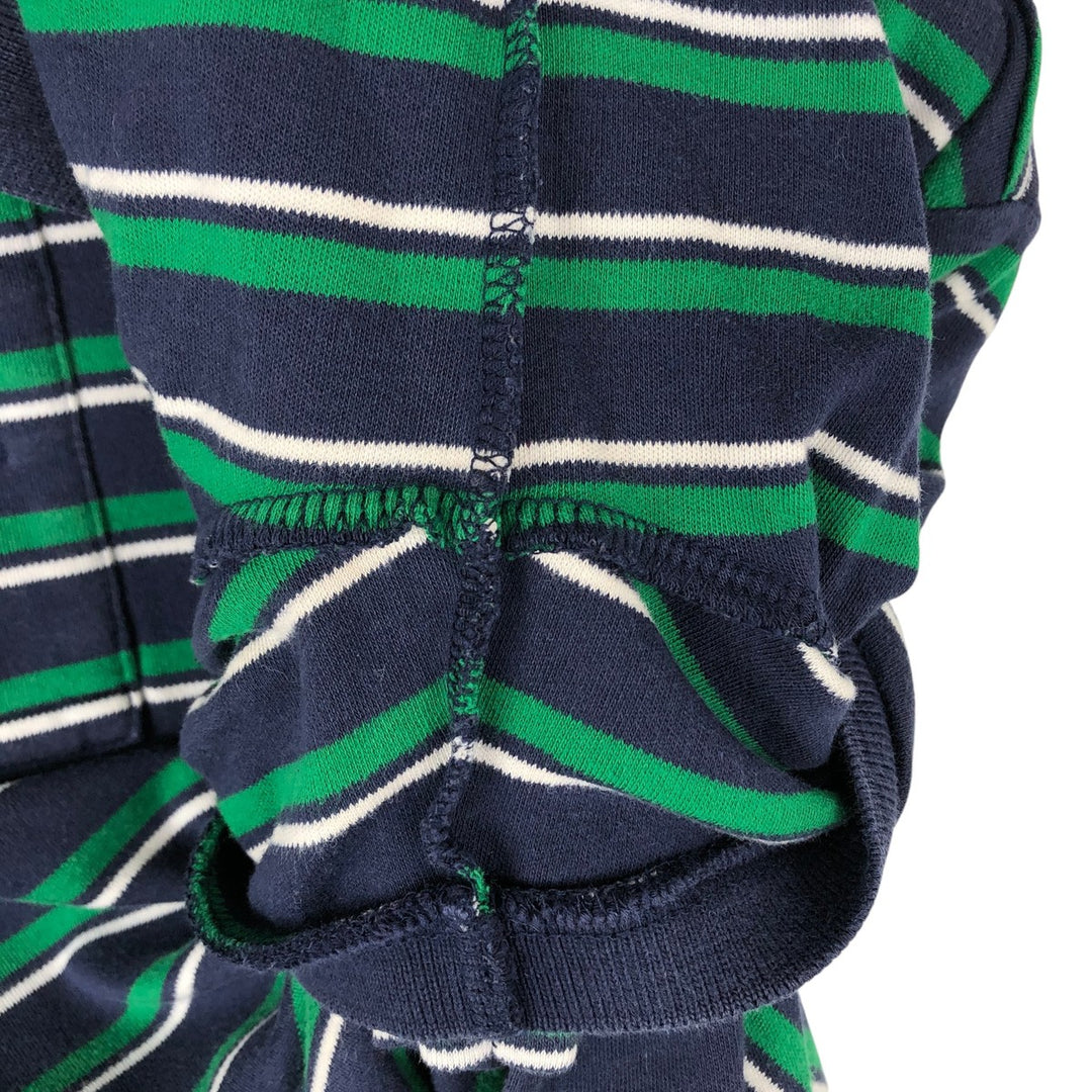 Ralph Lauren POLO RALPH LAUREN CUSTOM FIT Multi-Border Short Sleeve Polo Shirt, Men's Size M cotton navy blue type Vintage Second Hand