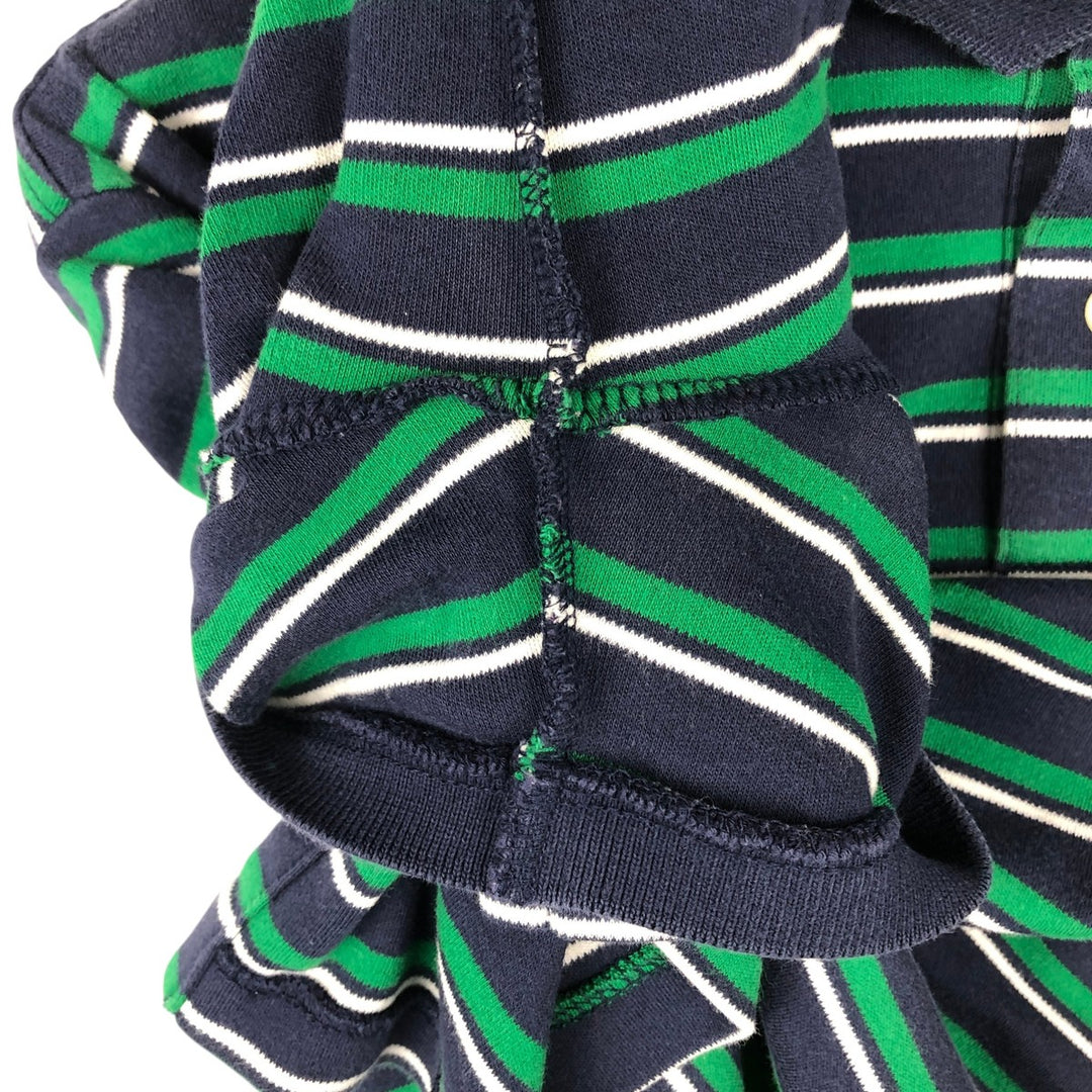 Ralph Lauren POLO RALPH LAUREN CUSTOM FIT Multi-Border Short Sleeve Polo Shirt, Men's Size M cotton navy blue type Vintage Second Hand
