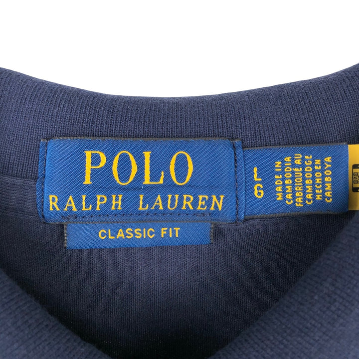 Ralph Lauren POLO RALPH LAUREN CLASSIC FIT short sleeve polo shirt for men size L cotton navy blue type Vintage Second Hand