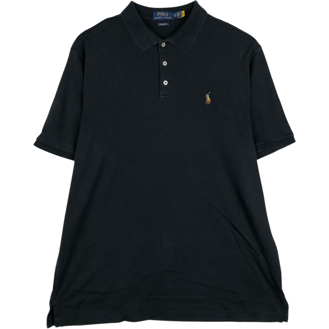 Ralph Lauren POLO RALPH LAUREN CLASSIC FIT short sleeve polo shirt men's XL equivalent cotton black type Vintage Second Hand