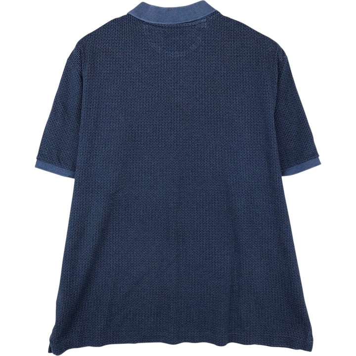 Ralph Lauren POLO RALPH LAUREN CUSTOM FIT all-over print short-sleeved polo shirt, men's size XL cotton navy blue type Vintage Second Hand
