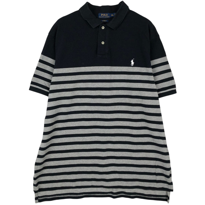 Ralph Lauren POLO RALPH LAUREN CUSTOM FIT Short-Sleeve Striped Polo Shirt, Men's Size XXL (approx.) cotton black type Vintage Second Hand