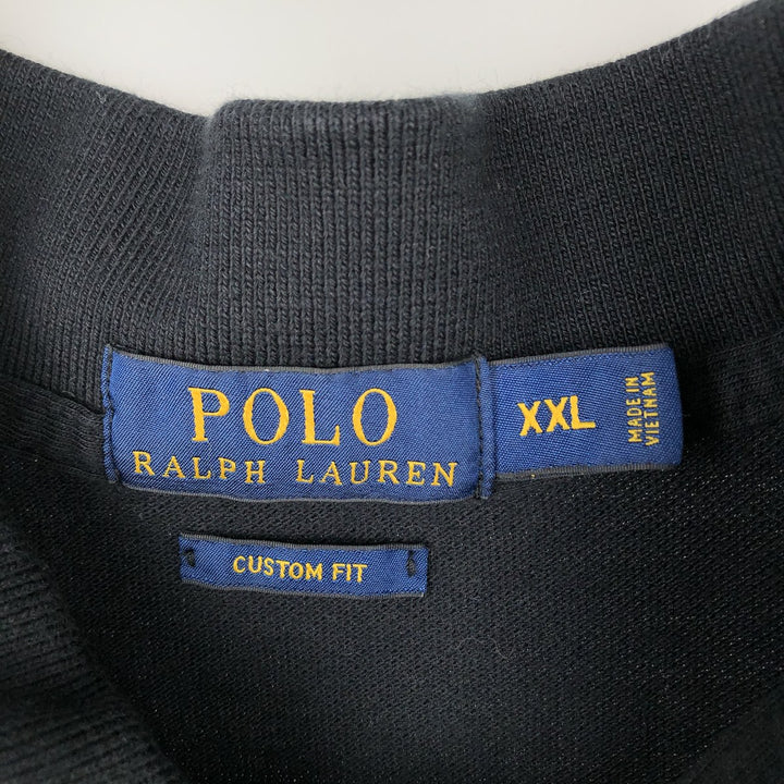 Ralph Lauren POLO RALPH LAUREN CUSTOM FIT Short-Sleeve Striped Polo Shirt, Men's Size XXL (approx.) cotton black type Vintage Second Hand