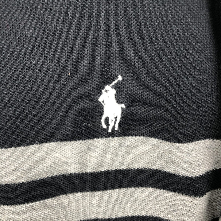Ralph Lauren POLO RALPH LAUREN CUSTOM FIT Short-Sleeve Striped Polo Shirt, Men's Size XXL (approx.) cotton black type Vintage Second Hand