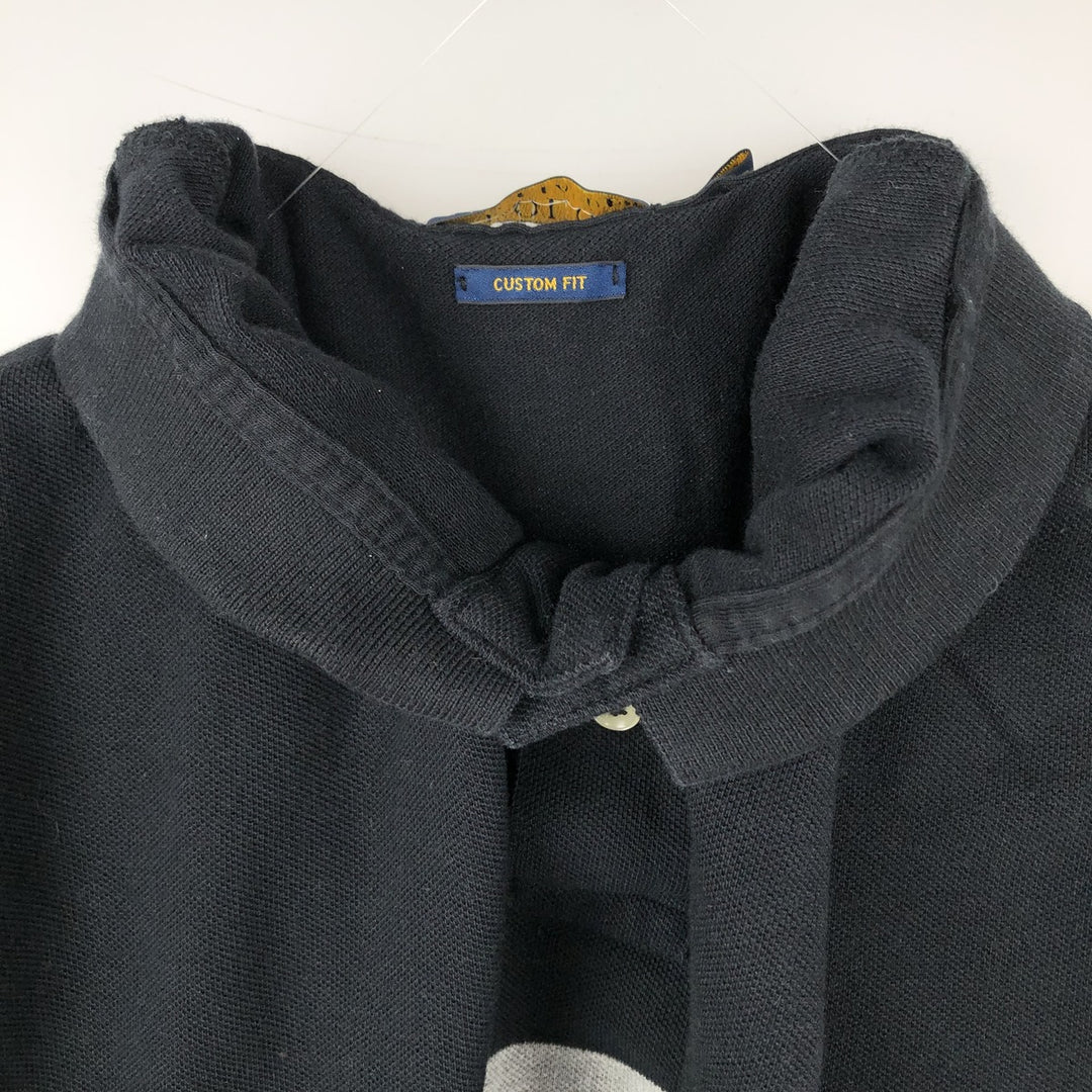 Ralph Lauren POLO RALPH LAUREN CUSTOM FIT Short-Sleeve Striped Polo Shirt, Men's Size XXL (approx.) cotton black type Vintage Second Hand