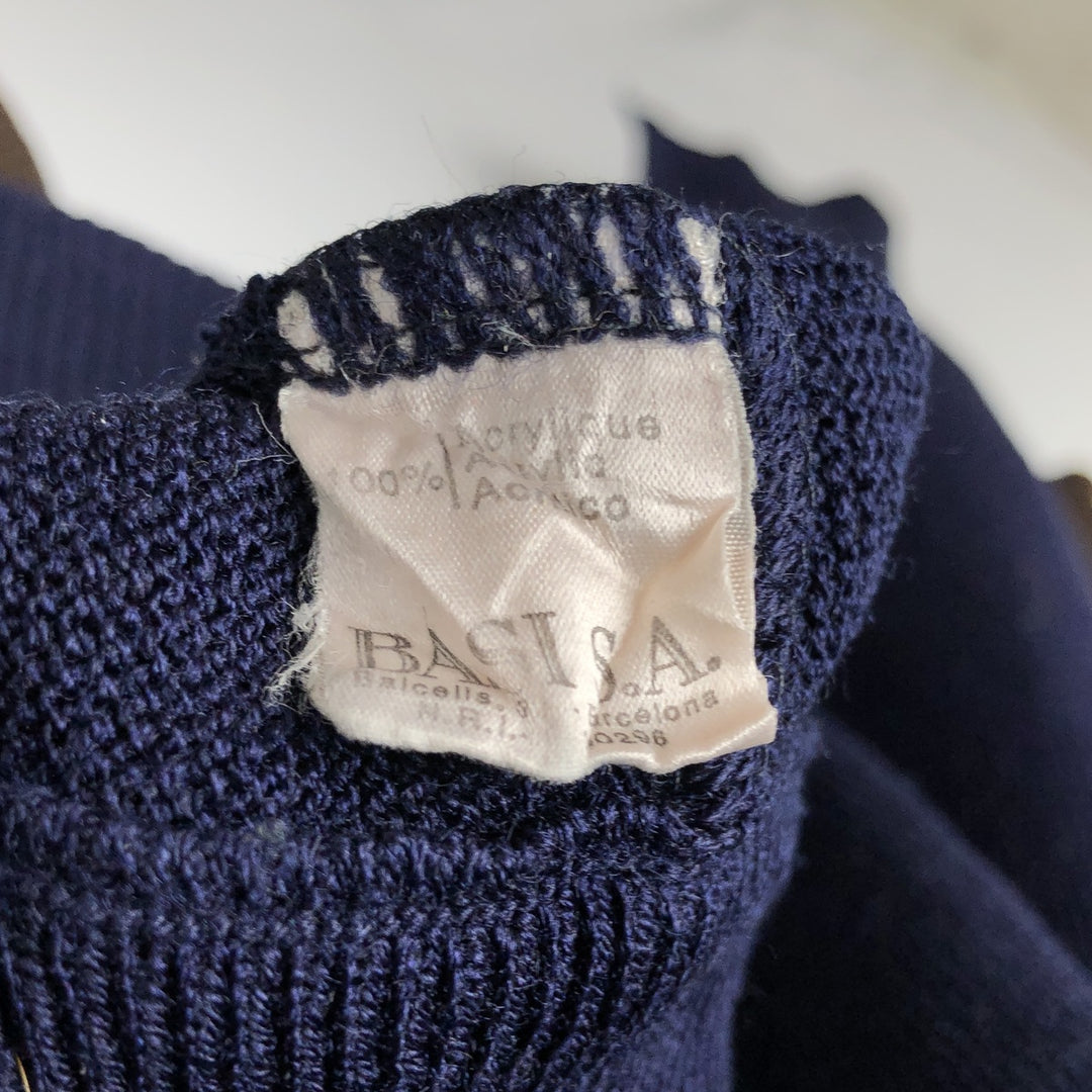 Vintage 70s-80'S Lacoste Chemise French Lacoste acrylic knit cardigan, men's size XL acrylic navy blue type Vintage Second Hand