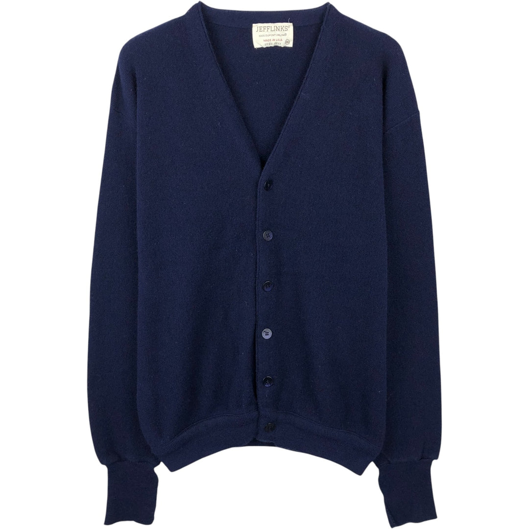 70s-80'S LORD JEFF JEFFLINKS Acrylic Knit Cardigan, Made in USA, Men's XL equivalent, Vintage acrylic navy blue type Vintage Second Hand