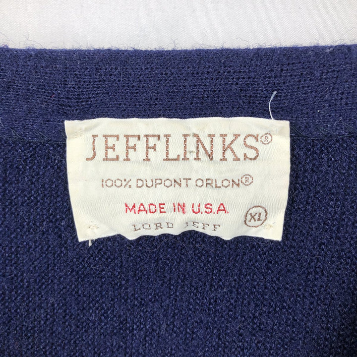 70s-80'S LORD JEFF JEFFLINKS Acrylic Knit Cardigan, Made in USA, Men's XL equivalent, Vintage acrylic navy blue type Vintage Second Hand