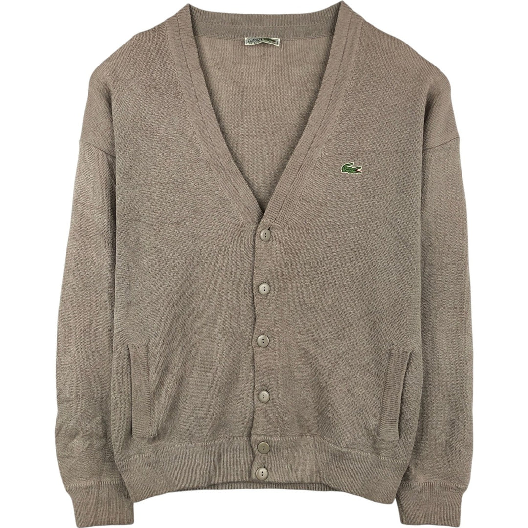 Vintage 1980'S Lacoste Chemise French Lacoste acrylic knit cardigan, made in Spain, size M, men's. acrylic Khaki type beige Vintage Second Hand