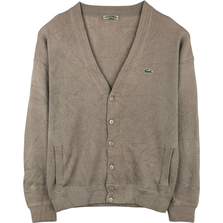 Vintage 1980'S Lacoste Chemise French Lacoste acrylic knit cardigan, made in Spain, size M, men's. acrylic Khaki type beige Vintage Second Hand