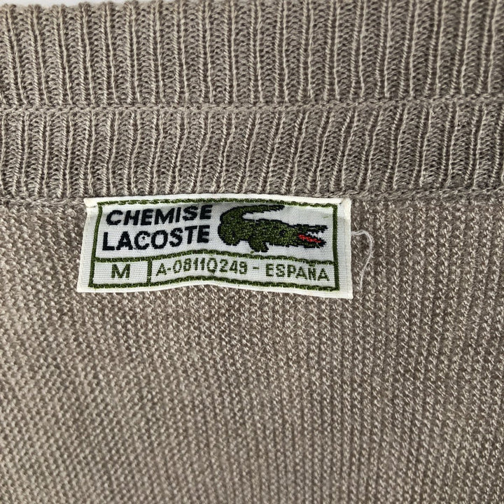 Vintage 1980'S Lacoste Chemise French Lacoste acrylic knit cardigan, made in Spain, size M, men's. acrylic Khaki type beige Vintage Second Hand