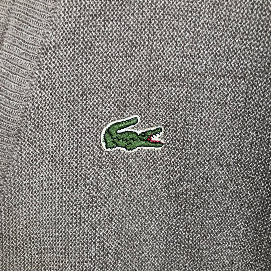Vintage 1980'S Lacoste Chemise French Lacoste acrylic knit cardigan, made in Spain, size M, men's. acrylic Khaki type beige Vintage Second Hand