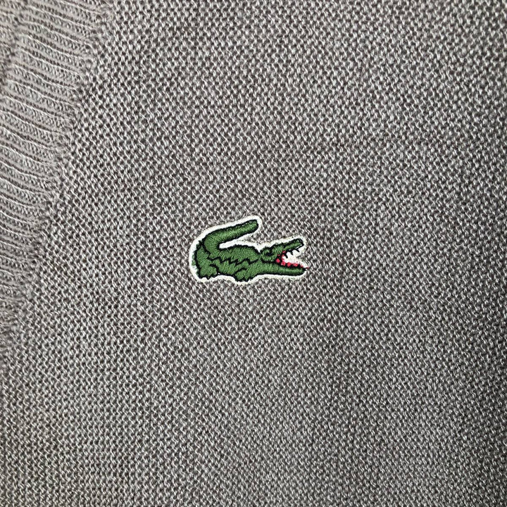 Vintage 1980'S Lacoste Chemise French Lacoste acrylic knit cardigan, made in Spain, size M, men's. acrylic Khaki type beige Vintage Second Hand