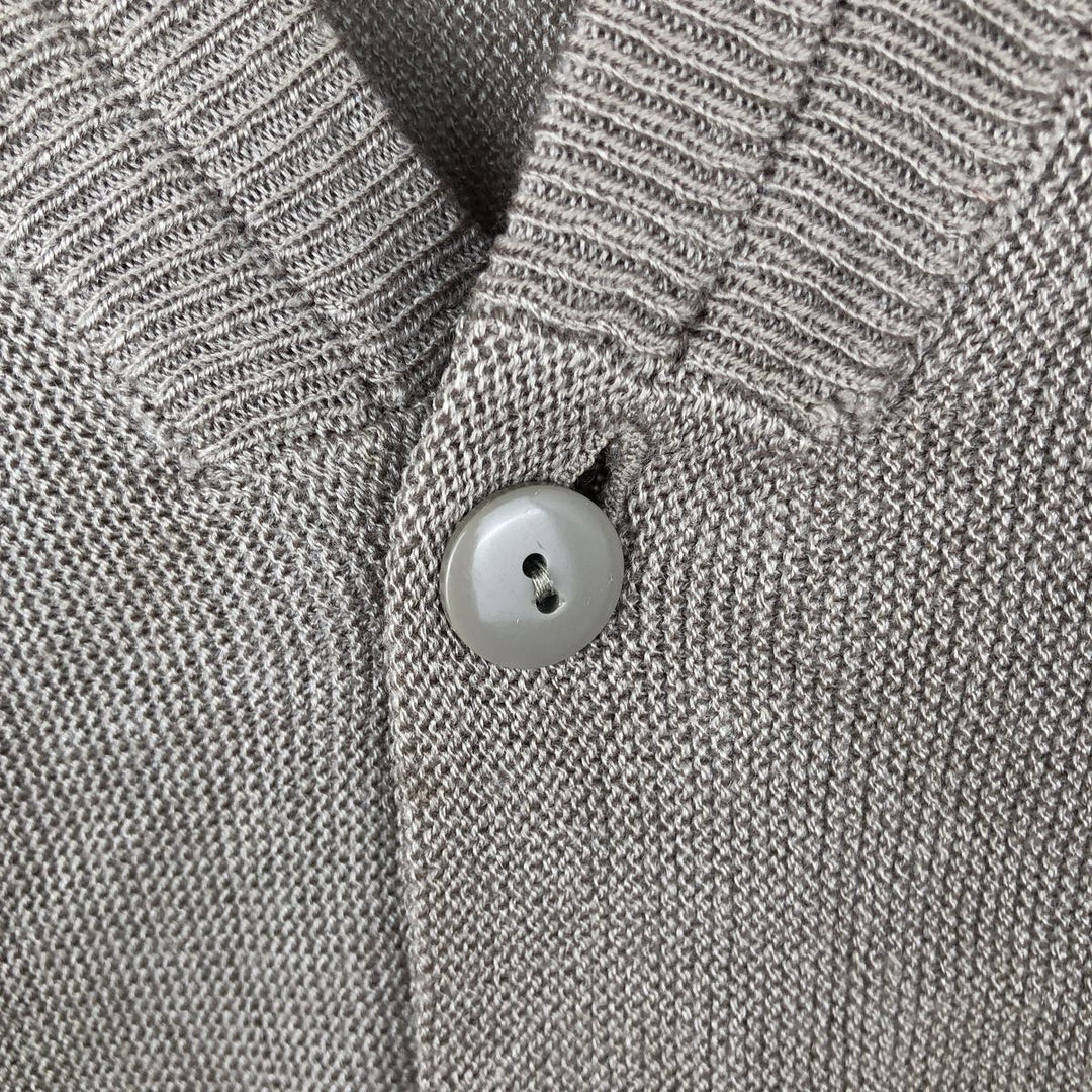 Vintage 1980'S Lacoste Chemise French Lacoste acrylic knit cardigan, made in Spain, size M, men's. acrylic Khaki type beige Vintage Second Hand