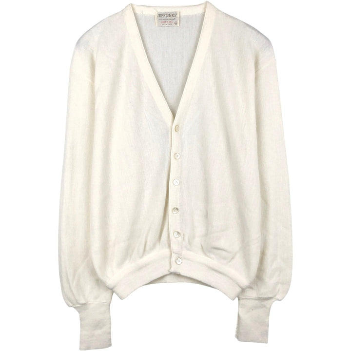 1970'S LORD JEFF JEFFLINKS Acrylic Knit Cardigan, Made in USA, Men's XL equivalent, Vintage Oron Acrylic ivory Vintage Second Hand