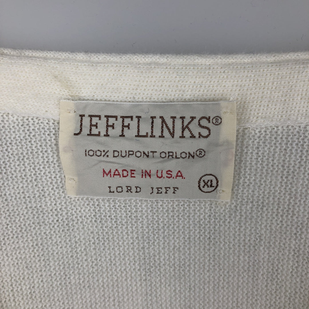 1970'S LORD JEFF JEFFLINKS Acrylic Knit Cardigan, Made in USA, Men's XL equivalent, Vintage Oron Acrylic ivory Vintage Second Hand
