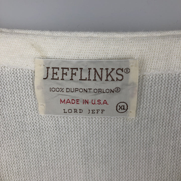 1970'S LORD JEFF JEFFLINKS Acrylic Knit Cardigan, Made in USA, Men's XL equivalent, Vintage Oron Acrylic ivory Vintage Second Hand