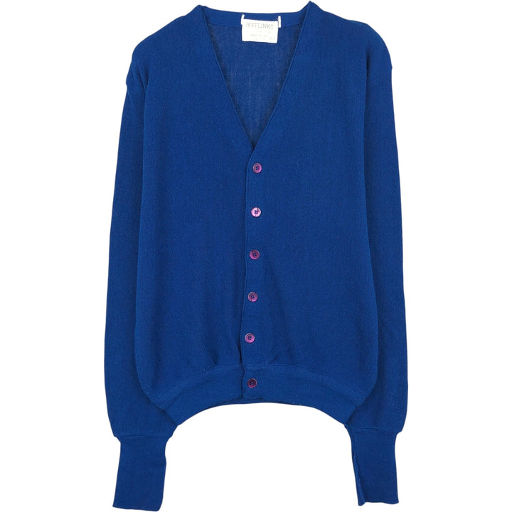 1970'S LORD JEFF JEFFLINKS Acrylic Knit Cardigan, Made in USA, Men's Size L (approx.), Vintage Oron Acrylic blue type Vintage Second Hand