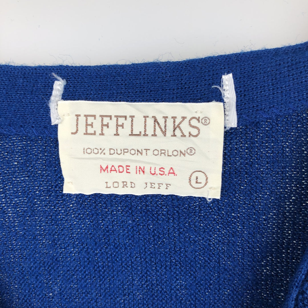 1970'S LORD JEFF JEFFLINKS Acrylic Knit Cardigan, Made in USA, Men's Size L (approx.), Vintage Oron Acrylic blue type Vintage Second Hand