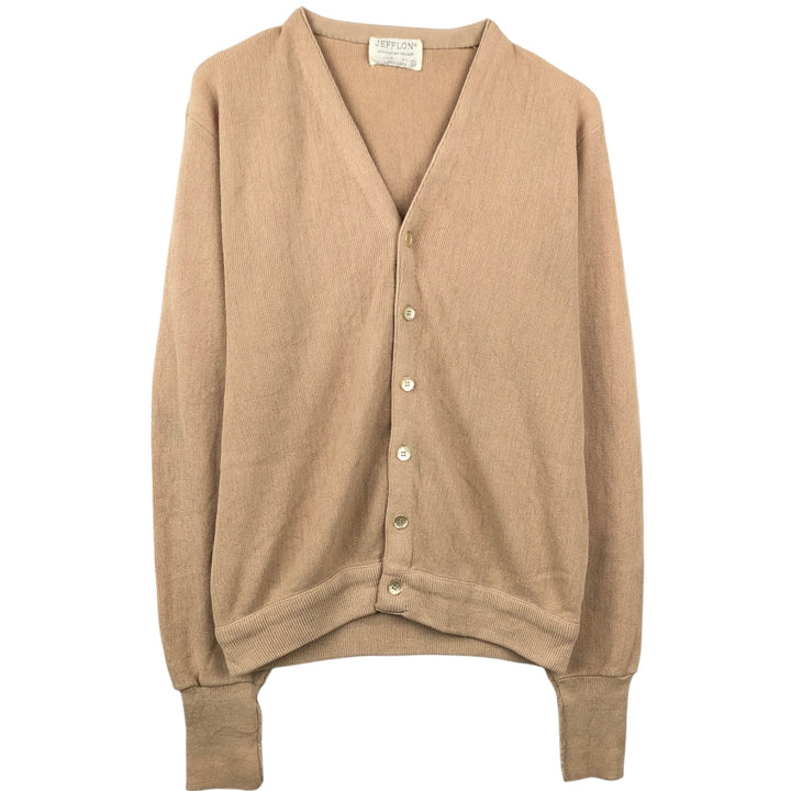 70s-80'S LORD JEFF JEFFLON Acrylic Knit Cardigan, Made in USA, Men's Size L (approx.), Vintage acrylic Beige type Vintage Second Hand